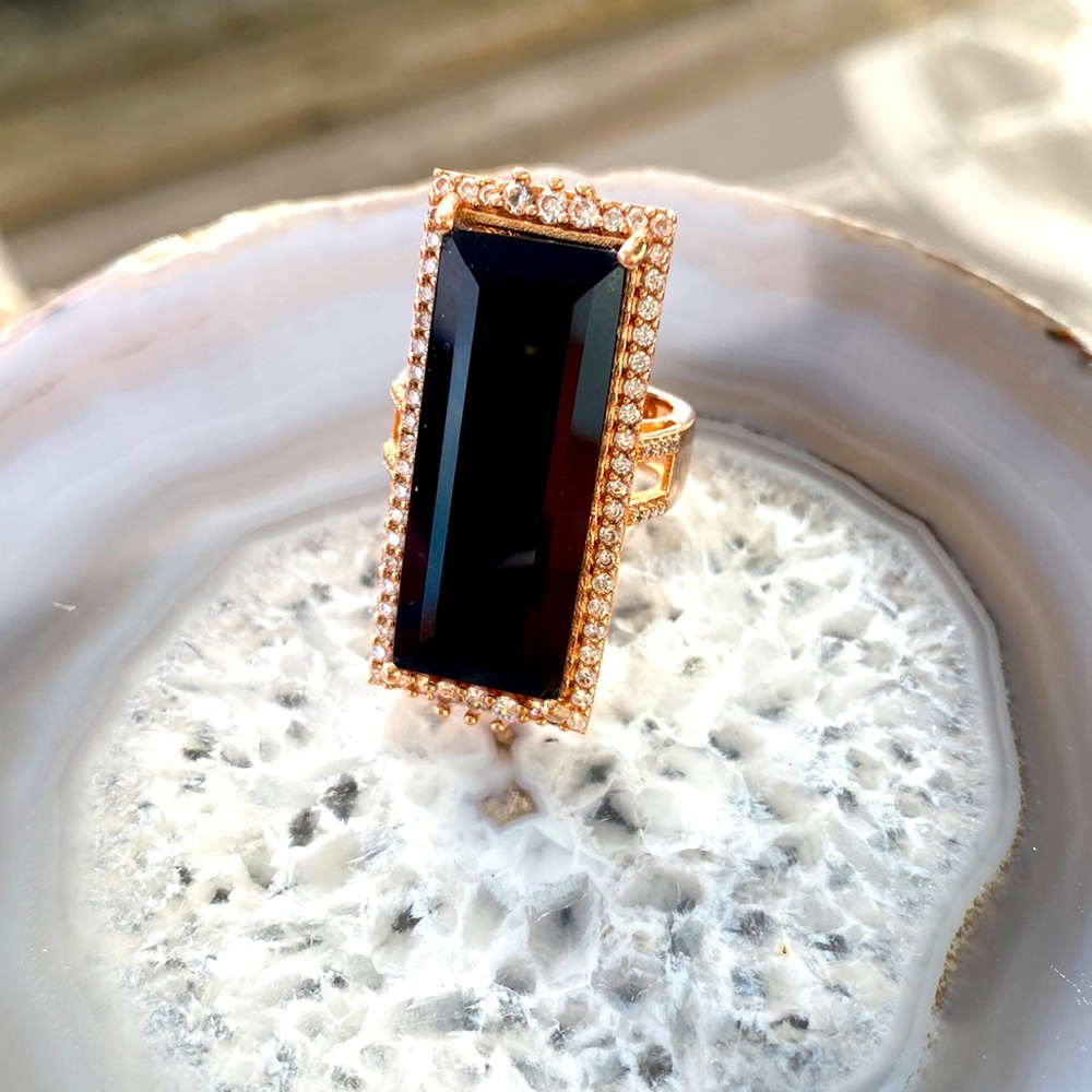 Giant Onyx Cocktail Ring in Rose Gold